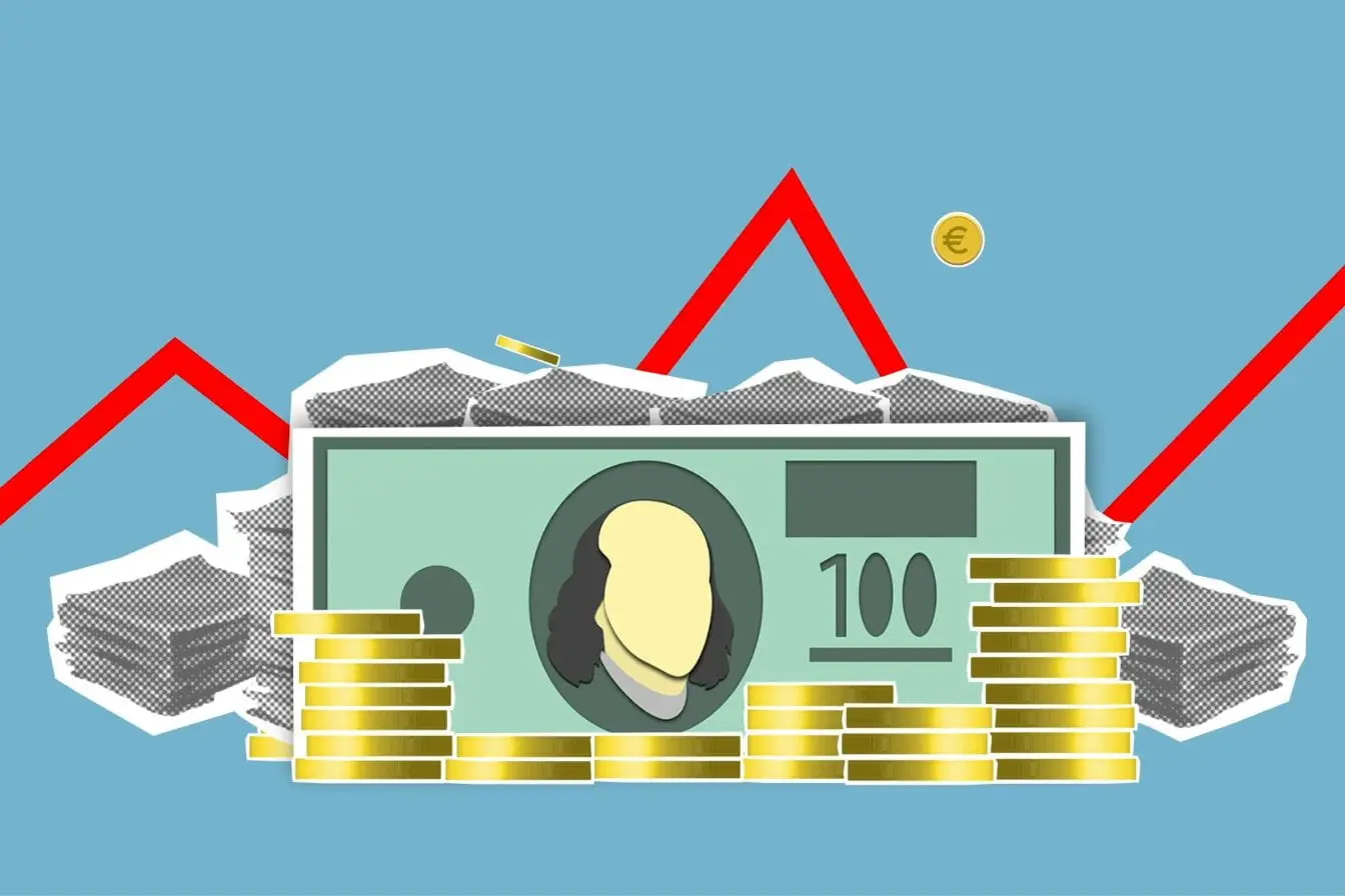 Illustration de billets et pièces symbolisant la croissance d’une économie de plateforme reliant acteurs financiers et utilisateurs via un graphe dynamique.